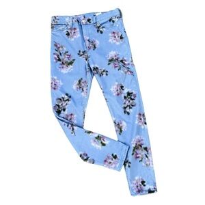 🦋 Hudson Barbara skinny ankle jeans in blurred floral in blue